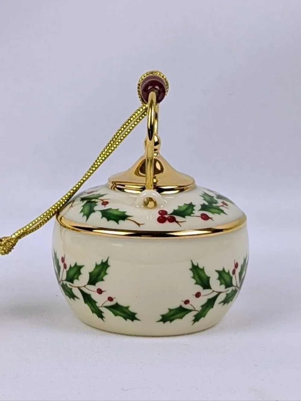 Lenox Holiday Tea Kettle Porcelain Ornament Christmas Holiday Gift Boxed